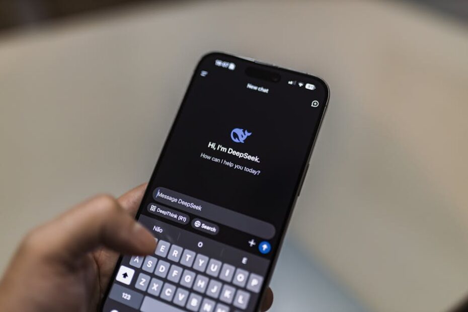 Smartphone showcasing AI chatbot interface. Perfect for tech themes and AI discussions.
